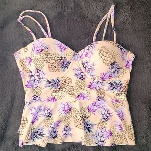 Peach Tanquini w Cute Pineapple Print